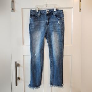 A2 JEANS Stylish Distressed Blue Straight Leg Jeans SIZE 13